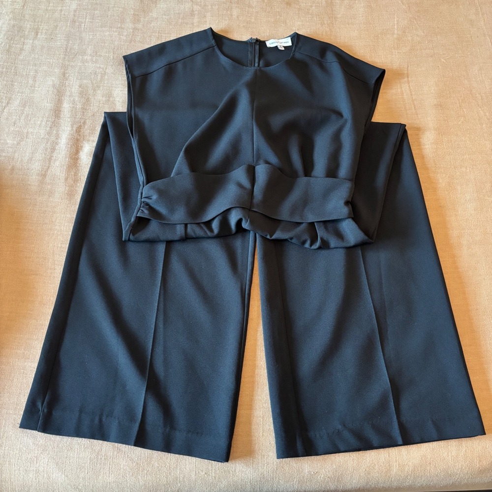 Gibson Latimer Jumpsuit 8 Wide Leg Stretch Crepe Black Minimalist Professional